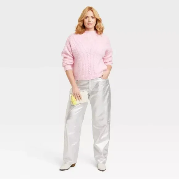 Women's Mid-Rise 90's Baggy Jeans - Universal Thread Metallic Wash - Picture 6 of 11